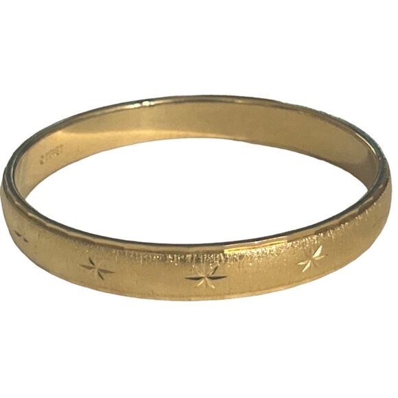 Monet Gold Tone Star Embossed Bangle Bracelet - Picture 4 of 6